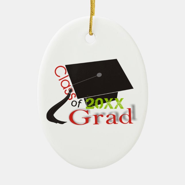 Class of 2020 Grad Graduation cap custom ornaments (Front)