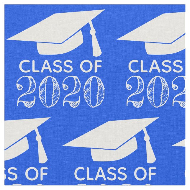 Class of 2020 Graduation Cap Blue or Choose Colour Fabric (Close Up)