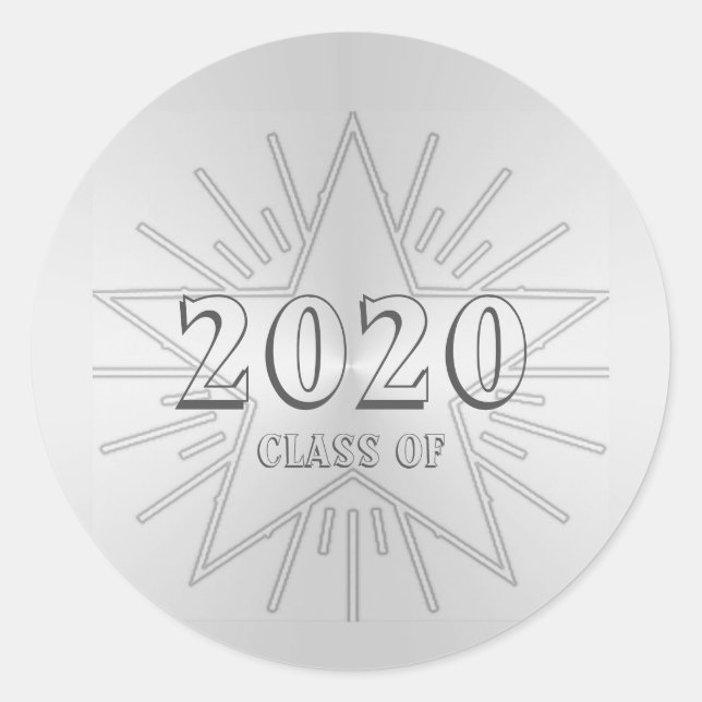 Class of 2020 Graduation Day by Janz Silver Star Classic Round Sticker (Front)