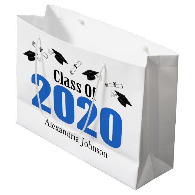 Class Of 2020 Graduation Gift Bag (Blue Caps) (Front Angled)