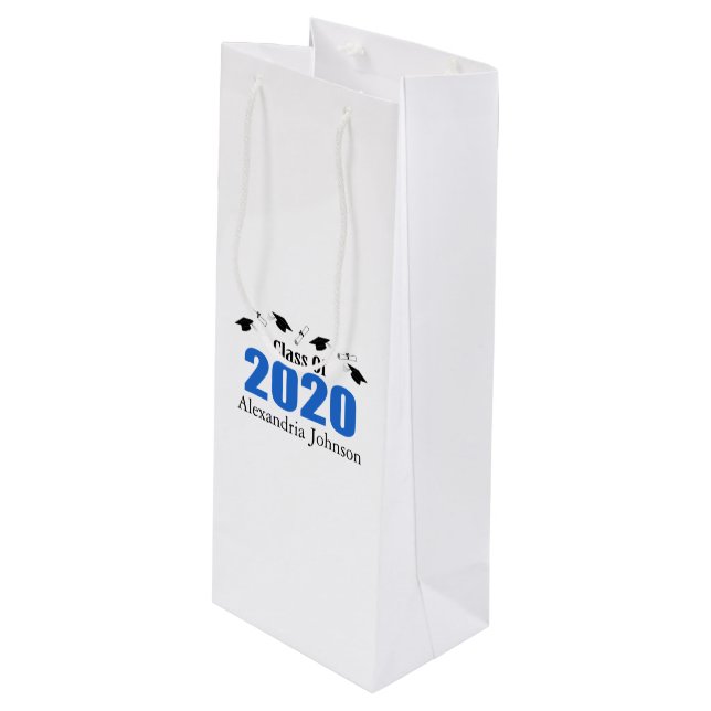 Class Of 2020 Graduation Gift Bag (Blue Caps) (Front Angled)