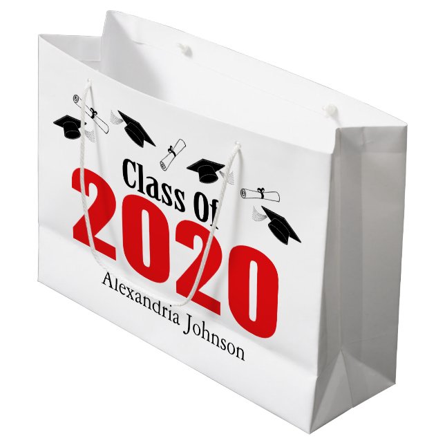 Class Of 2020 Graduation Gift Bag (Red Caps) (Front Angled)