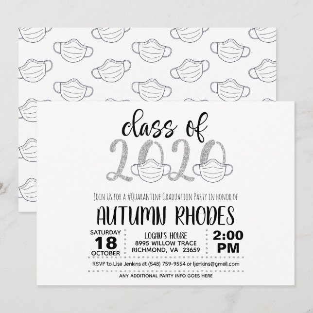 Class of 2020 Graduation Invitation - Face Mask SG (Front/Back)