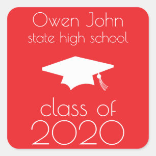 Class Of 2020 Label (Red Graduation Cap)