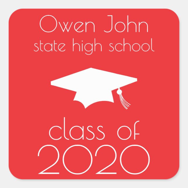 Class Of 2020 Label (Red Graduation Cap) (Front)