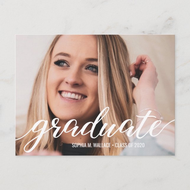 Class of 2020 Photo High School Graduation Announcement Postcard (Front)