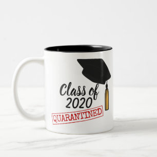 Class of 2020, quarantined graduation gold tassel Two-Tone coffee mug
