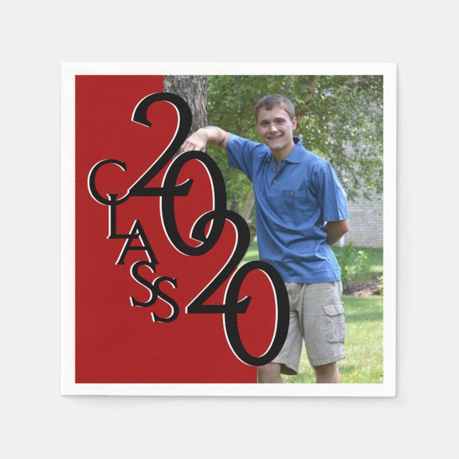Class of 2020 Red Grad Photo Napkin (Front)