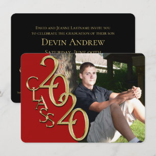 Class of 2020 Red Photo Graduation Invitation