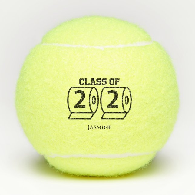 Class of 2020 Toilet Paper Graduation Custom Name Tennis Balls (Front)