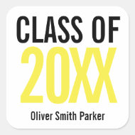 Class of 2020 Yellow Bold Personalized Graduation Square Sticker