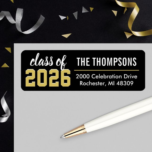 Class of 2021 Black Gold Graduation Return Address (Creator Uploaded)