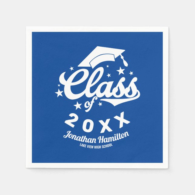 Class Of 2021 Blue Grad Party Napkin (Front)