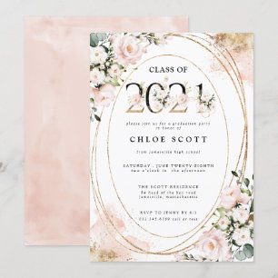 Class of 2021 Blush Pink Gold Graduation Invitation