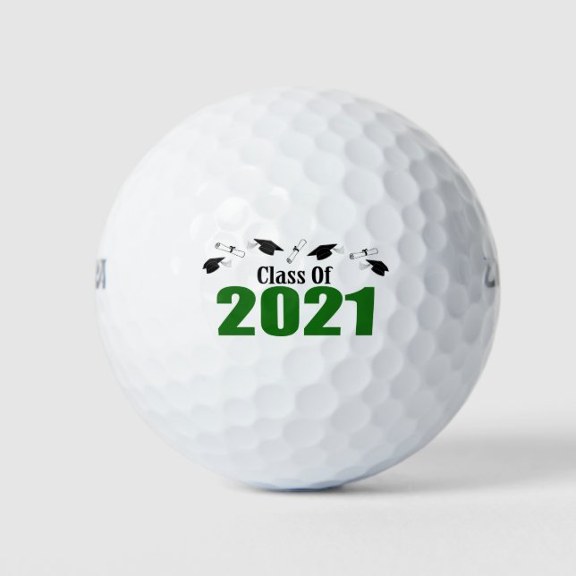 Class Of 2021 Caps And Diplomas (Green) Golf Balls (Front)