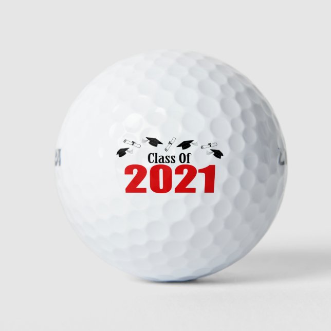 Class Of 2021 Caps And Diplomas (Red) Golf Balls (Front)