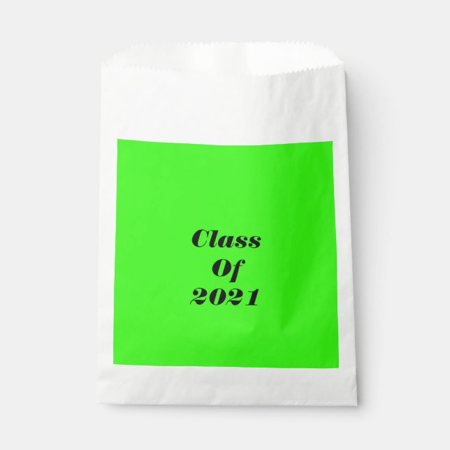 Class Of 2021 Custom Neon Green Graduation Party Favour Bag (Front)