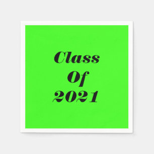 Class Of 2021 Custom Neon Green Graduation Party Napkin