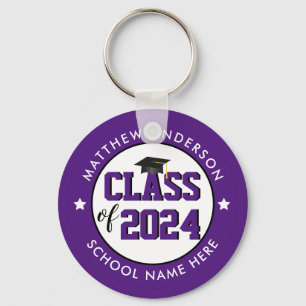 Class of 2021 Elegant Royal Purple Graduation Keychain