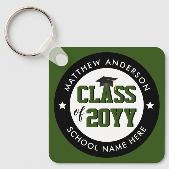 Class of 2021 Forest Green Graduate Graduation Keychain (Front)