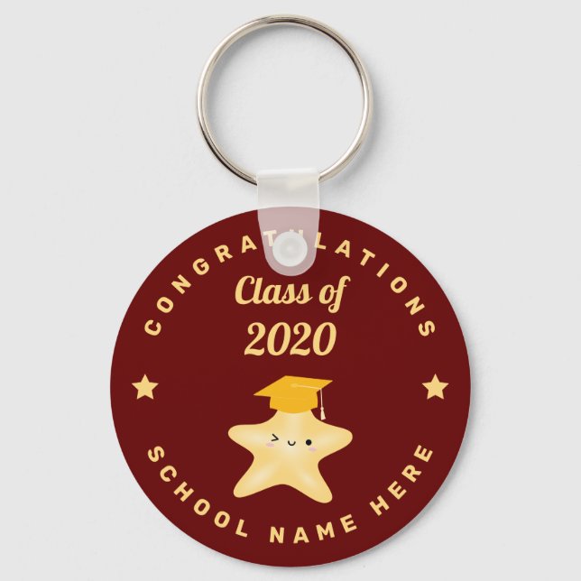 Class of 2021 Graduate Star Burgundy Graduation Keychain (Front)