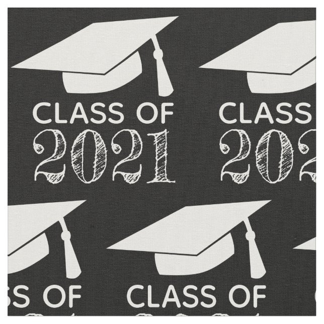 Class of 2021 Graduation Cap Black Fabric (Close Up)
