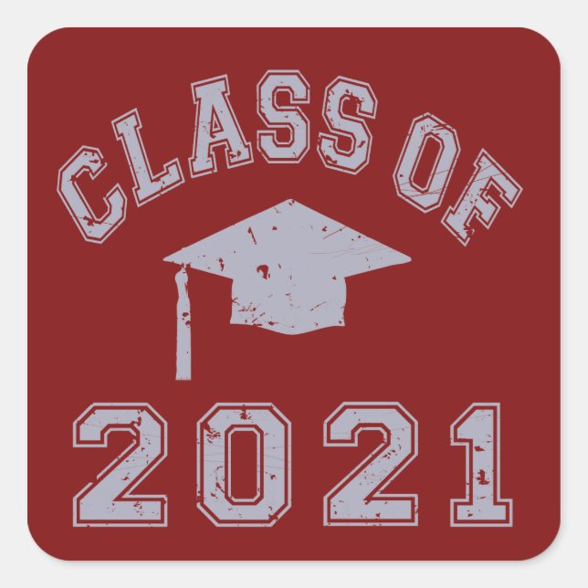 Class Of 2021 Graduation - Grey 2 Square Sticker (Front)