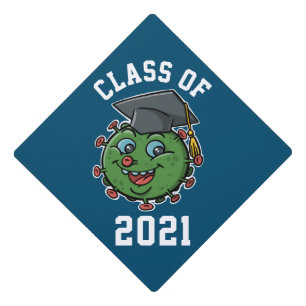 Class Of 2021 Graduation Happy Smile Cartoon Virus Cap Topper