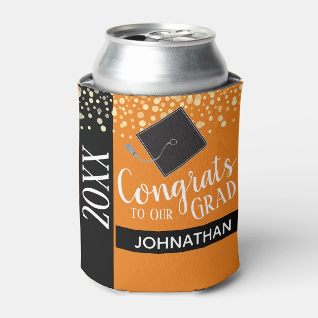Class of 2021 Graduation Party Orange Can Cooler (Can Front)