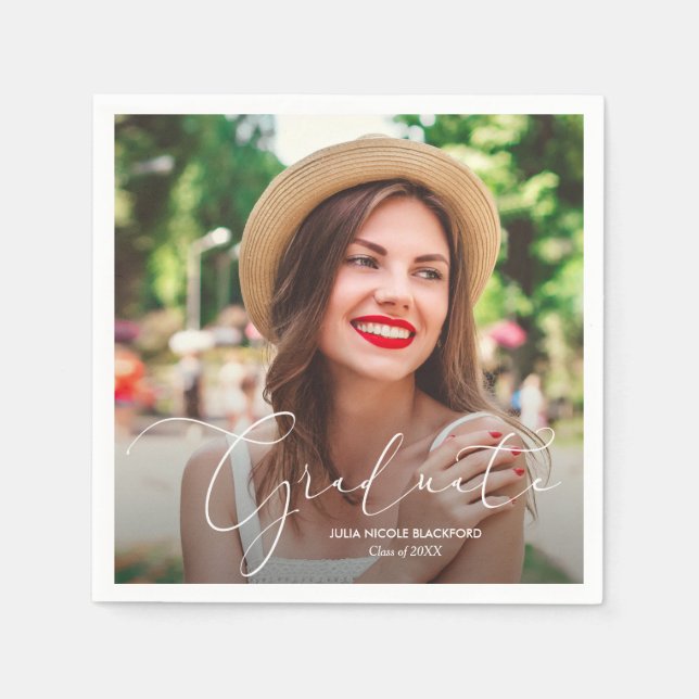 Class of 2021 Graduation Photo Personalized Napkin (Front)