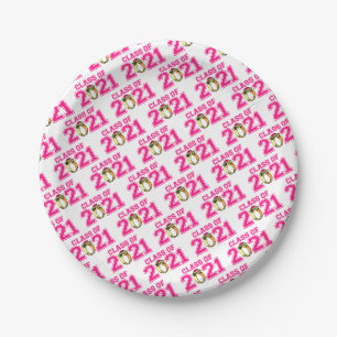 Class Of 2021 Graduation Plates (Hot Pink Ring)