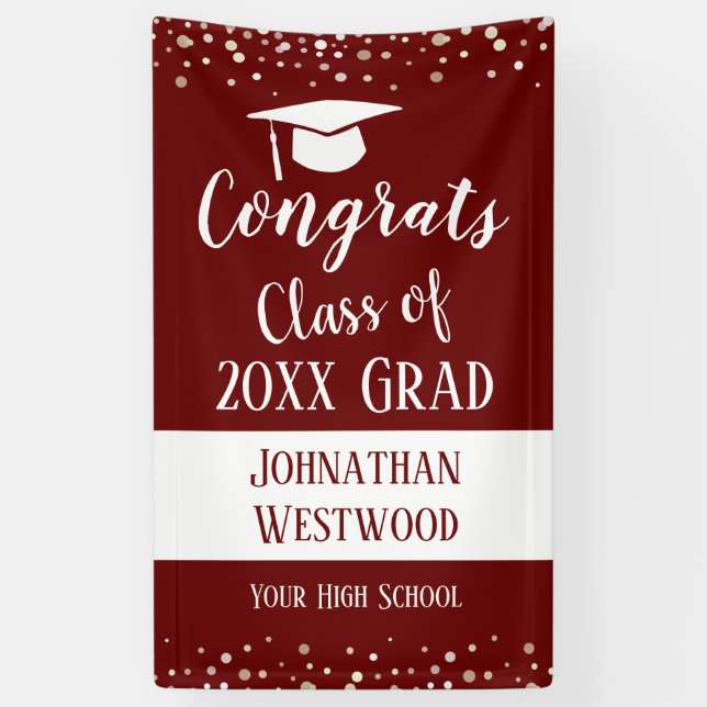 Class of 2021 Graduation Simple Confetti Banner (Vertical)