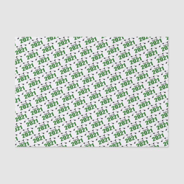 Class Of 2021 Graduation Tissue Paper (Green Caps) (Front)