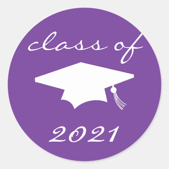 Class Of 2021 Label (Purple Graduation Cap) (Front)