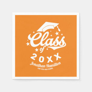 Class Of 2021 Orange Grad Party Napkin