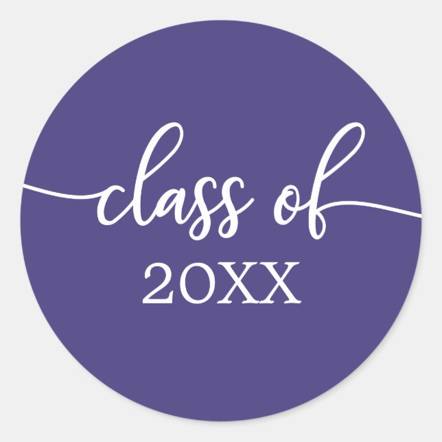 Class of 2021 Simple Chic Calligraphy Classic Roun Round Sticker (Front)