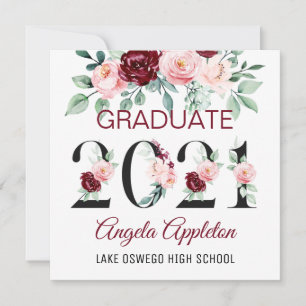 Class of 2021 Watercolor Floral Graduation  Card