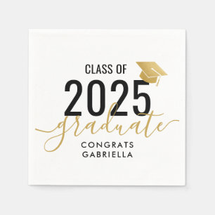 Class of 2022 Black Gold Graduation Napkin