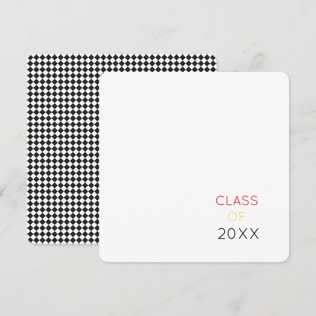 CLASS OF 2022 Black White Check School Colours  Thank You Card (Front/Back)