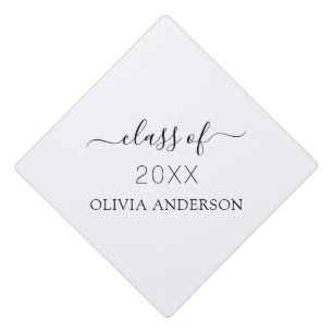 Class of 2022 Black White Simple Graduate Graduation Cap Topper