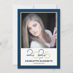 Class of 2022 Blue 2 Photo Graduation Invitation
