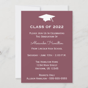 Class Of 2022 Cap Graduation Invite (Maroon)