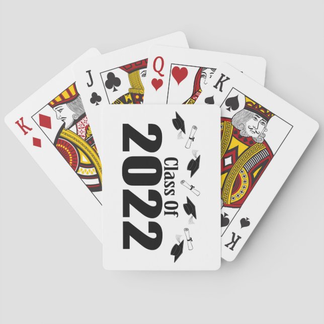 Class Of 2022 Caps And Diplomas (Black) Playing Cards (Back)