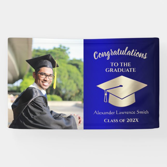 Class of 2022 Congratulations Graduate Blue Gold Banner (Horizontal)
