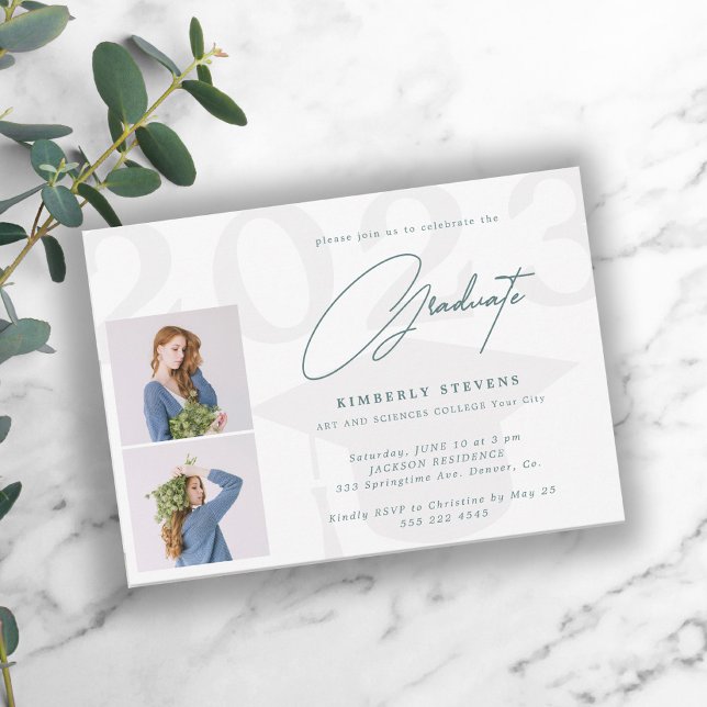Class of 2022 elegant 2 photos graduation party invitation (Creator Uploaded)