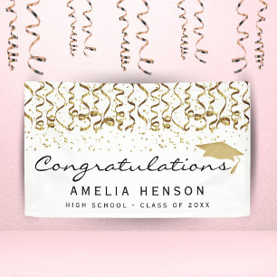 Class of 2022 Elegant Gold Confetti Graduate Banner