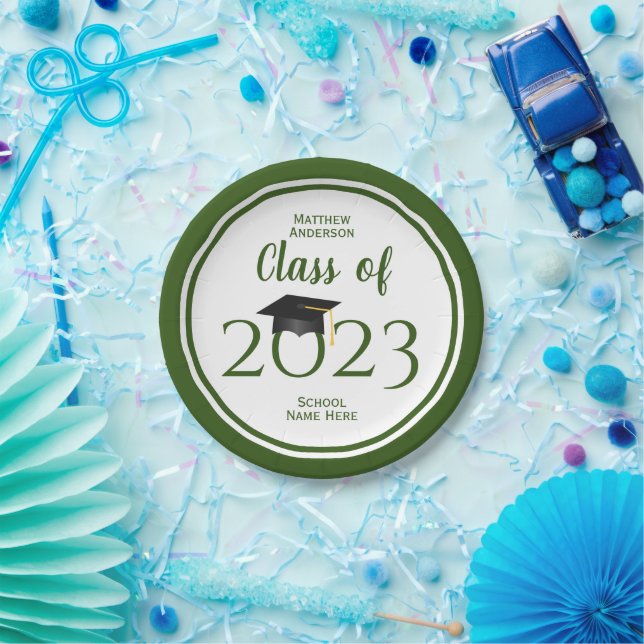 Class of 2022 Elegant Navy Blue Graduation Party Paper Plate (Party)