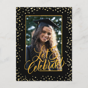 Class of 2022 Gold Confetti Elegant Graduation Postcard