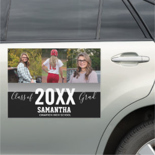 Class of 2022 Grad 3 Photo Collage Car Magnet