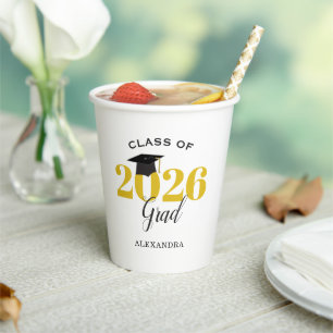 Class of 2022 Grad Gold and Black Paper Cup